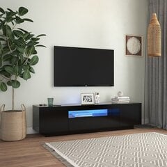 Televizoriaus spintelė su LED apšvietimu, 160x35x40 cm, juoda цена и информация | Тумбы под телевизор | pigu.lt