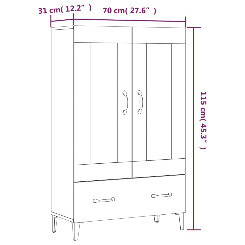 Komoda vidaXL, Apdirbta mediena, 70x31x115cm, juoda kaina ir informacija | Komodos | pigu.lt