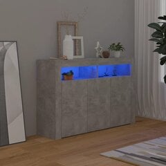 Šoninė spintelė su LED apšvietimu, betono pilka, 115,5x30x75 cm цена и информация | Шкафчики в гостиную | pigu.lt