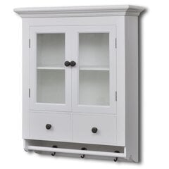 Белый деревянный кухонный шкаф со стеклянной дверью цена и информация | Кухонные шкафчики | pigu.lt