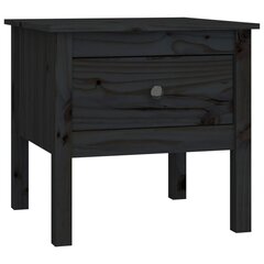 Šoninis staliukas, Pušies medienos masyvas, 50x50x49cm, juoda цена и информация | Журнальные столики | pigu.lt
