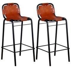 Барные стулья, 2 шт., настоящая кожа, 46x45x94 см цена и информация | Стулья для кухни и столовой | pigu.lt