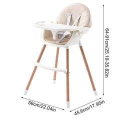 Vaikų maitinimo kėdė 3in1 Omimar, smėlio spalvos kaina ir informacija | Maitinimo kėdutės | pigu.lt