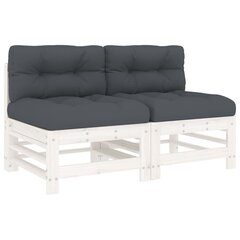 2-ių dalių vidurinių sofos dalių su pagalvėlėmis komplektas vidaXL, baltas kaina ir informacija | Lauko kėdės, foteliai, pufai | pigu.lt