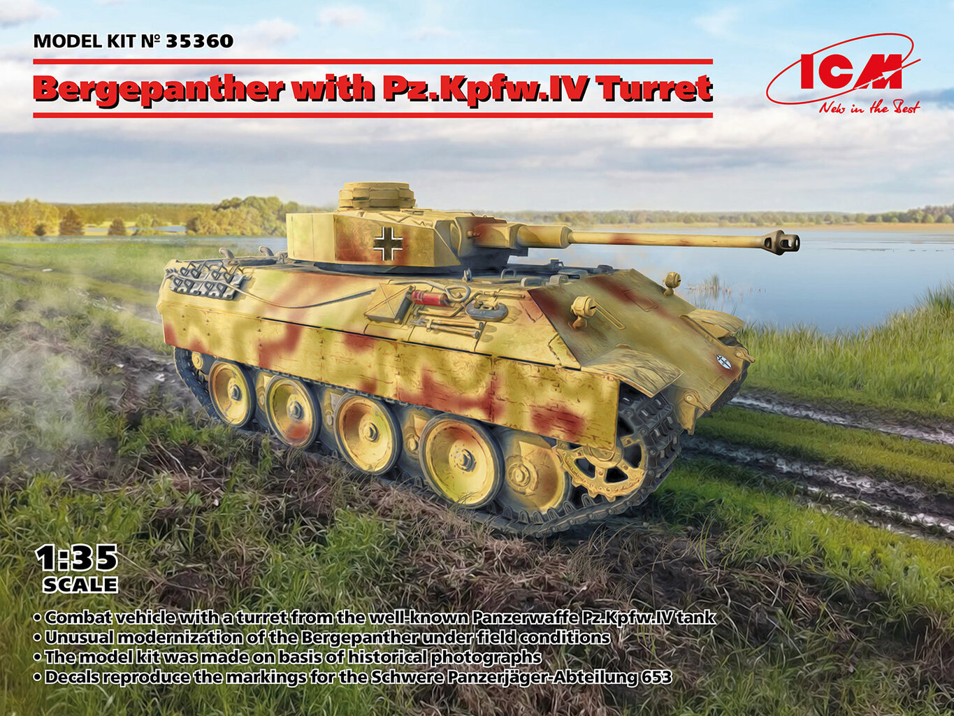 Klijuojamas modelis ICM 35360 Bergepanther with Pz.Kpfw.IV Turret 1/35 цена и информация | Klijuojami modeliai | pigu.lt