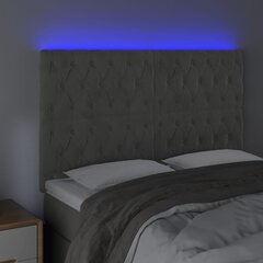 Galvūgalis su LED vidaXL, Aksomas, 144x7x118/128cm, šviesiai pilka цена и информация | Кровати | pigu.lt