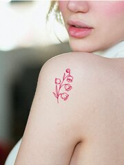 Laikina tatuiruotė su lelijomis, Electronics LV-300068, rožinė, 1 vnt. kaina ir informacija | Makiažo šepetėliai, kempinėlės | pigu.lt