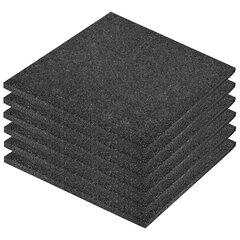Plytelės apsaug. nuo kritimų, 6vnt., juodos, 50x50x3cm, guma kaina ir informacija | Terasos grindys | pigu.lt