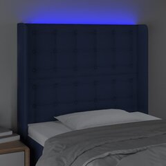 Galvūgalis su led, mėlynos spalvos, 103x16x118/128cm, audinys цена и информация | Кровати | pigu.lt