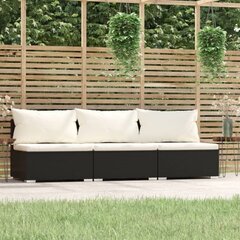 Lauko sofa vidaXL, su pagalvėlėmis, juoda цена и информация | Садовые стулья, кресла, пуфы | pigu.lt