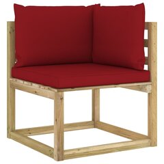 Kampinė sodo sofa su pagalvėlėmis, ruda цена и информация | Садовые стулья, кресла, пуфы | pigu.lt