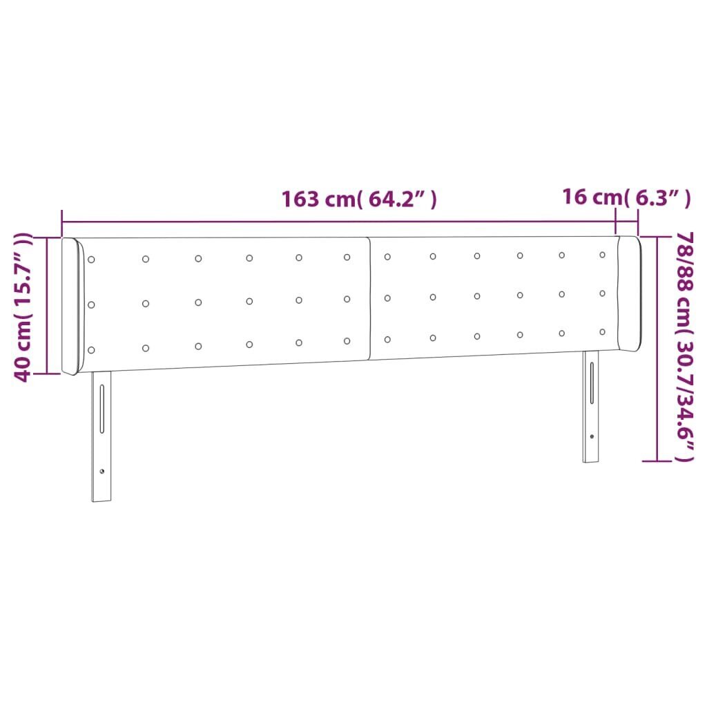 Galvūgalis su led, šviesiai pilkas, 163x16x78/88cm, audinys kaina ir informacija | Lovos | pigu.lt