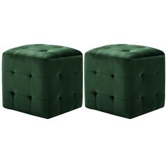 Pufai, 2 vnt., žalios spalvos, 30x30x30 cm, aksomas (249019) цена и информация | Кресла-мешки и пуфы | pigu.lt