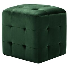Pufai, 2 vnt., žalios spalvos, 30x30x30 cm, aksomas (249019) цена и информация | Кресла-мешки и пуфы | pigu.lt
