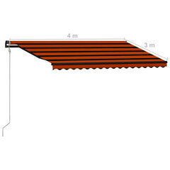 Automatinė ištraukiama markizė, 400x300 cm, ruda kaina ir informacija | Skėčiai, markizės, stovai | pigu.lt