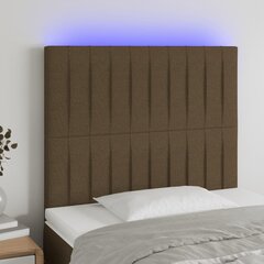 Galvūgalis su LED, Audinys, 90x5x118/128cm, tamsiai ruda kaina ir informacija | Lovos | pigu.lt