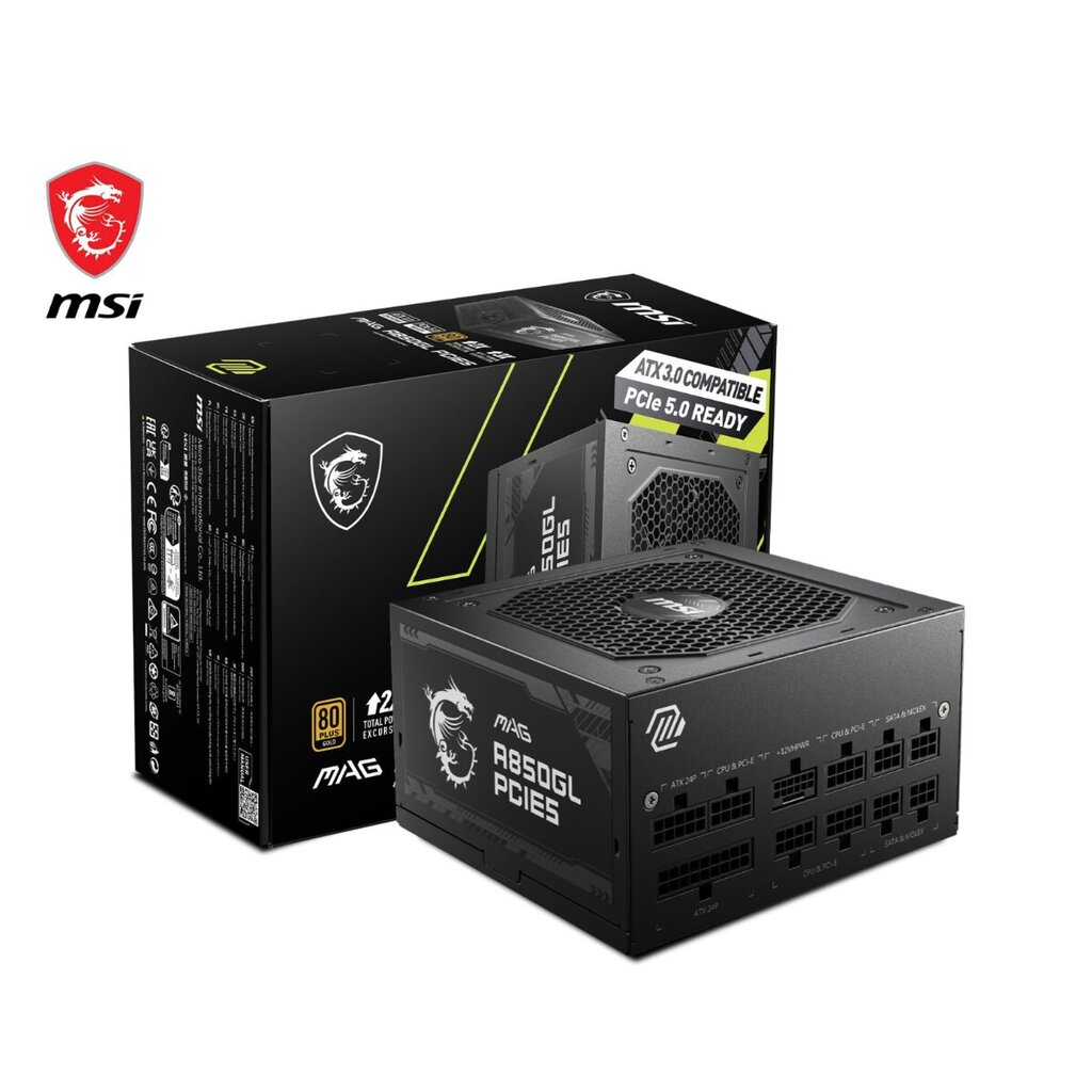 MSI MAG A850GL (306-7ZP8A11-CE0) kaina ir informacija | Maitinimo šaltiniai (PSU) | pigu.lt