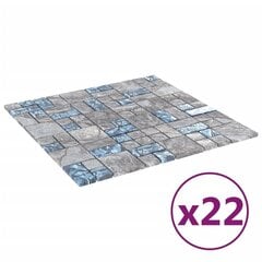 Mozaikinės plytelės, 22vnt., pilkos/mėlynos, 30x30cm, stiklas kaina ir informacija | Plytelės sienoms | pigu.lt