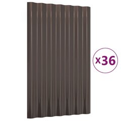 vidaXL Stogo plokštės, 36vnt., rudos, 60x36cm, plienas цена и информация | Кровельные покрытия | pigu.lt