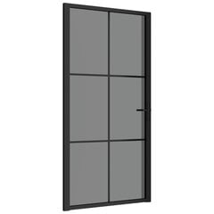 Stiklinės ir aliuminės vidaus durys, juodos, 102,5 x 201,5 cm. цена и информация | Межкомнатные двери | pigu.lt