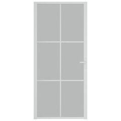 Matinio stiklo ir aliuminio vidaus durys, baltos, 93 x 201,5 cm. цена и информация | Межкомнатные двери | pigu.lt