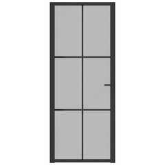 Matinio stiklo ir aliuminio vidaus durys, juodos, 83 x 201,5 cm. kaina ir informacija | Vidaus durys | pigu.lt