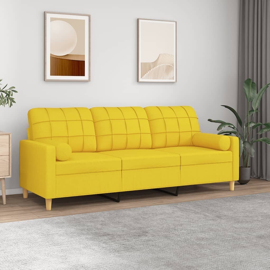 Trivietė sofa vidaXL, geltona цена и информация | Sofos | pigu.lt