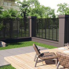 Žaliuzių tipo tvora, juoda, 180x180cm, WPC kaina ir informacija | Tvoros ir jų priedai | pigu.lt