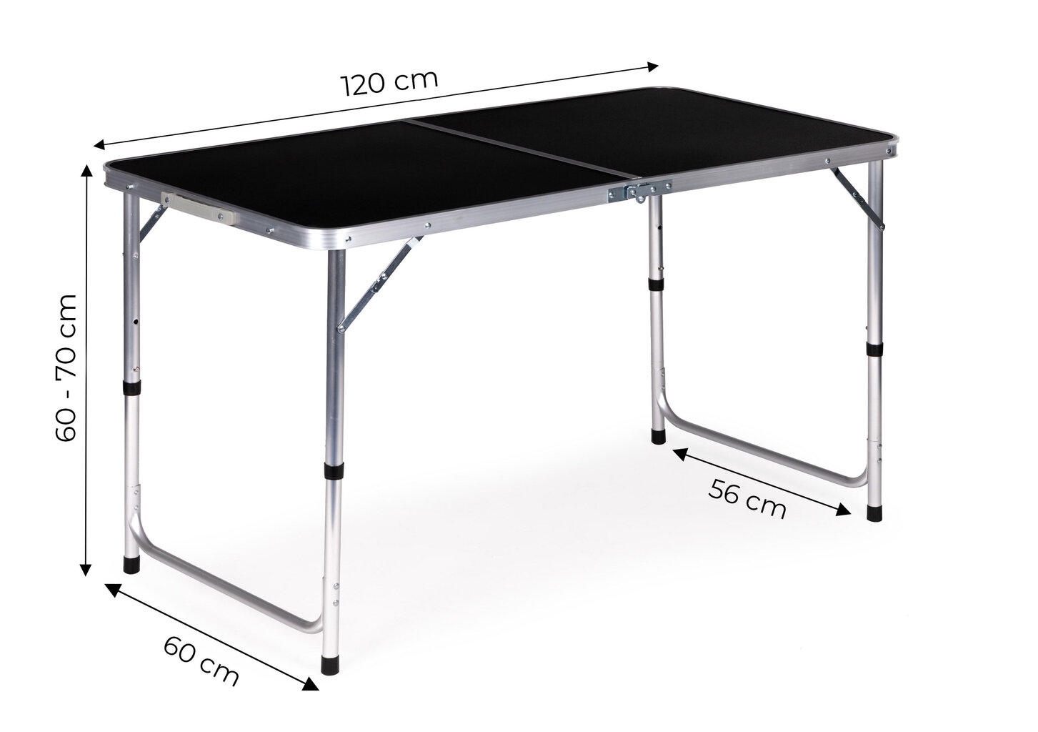 Turistinis stalas sulankstomas kempingo stalas juodas viršus 120 x 60 cm kaina ir informacija | Lauko stalai, staliukai | pigu.lt