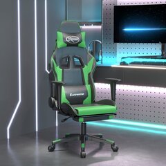 Žaidimų kėdė su pakoja, Dirbtinė oda, juoda/žalia kaina ir informacija | Biuro kėdės | pigu.lt