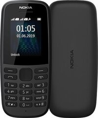 Prekė su pažeista pakuote.Nokia 105 (2019) Dual SIM Black цена и информация | Мобильные телефоны, фото и видео товары с поврежденной упаковкой | pigu.lt