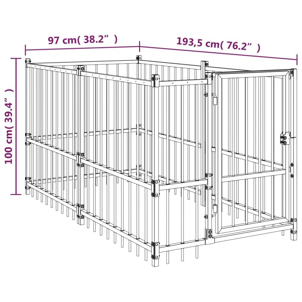 Voljeras šunims, 193,5x97x100 cm, juodos spalvos kaina ir informacija | Transportavimo narvai, krepšiai | pigu.lt