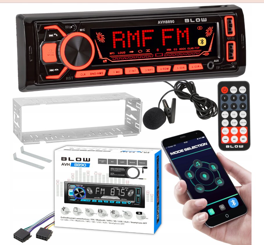 Blow AVH-8890 1-DIN automobilinis radijas kaina ir informacija | Automagnetolos, multimedija | pigu.lt