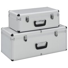 Dėžės daiktams, 2 vnt., sidabrinės spalvos, aliuminis kaina ir informacija | Įrankių dėžės, laikikliai | pigu.lt