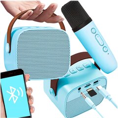Omimar, belaidis mikrofonas su garsiakalbiu su balso keitimo efektais, bluetooth, mėlynas kaina ir informacija | Mikrofonai | pigu.lt