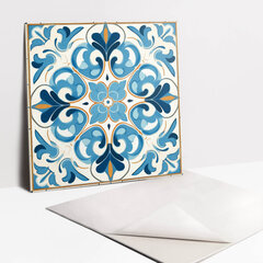 Lipni dekoratyvinė plytelė Tulup 30x30cm mėlynos ir auksinės spalvos ornamentas kaina ir informacija | Grindų plytelės | pigu.lt