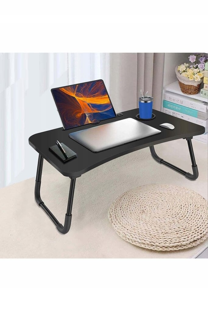Sulankstomas kompiuterio stalas nešiojamajam kompiuteriui ir planšetiniam kompiuteriui kaina ir informacija | Kompiuteriniai, rašomieji stalai | pigu.lt
