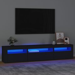 Televizoriaus spintelė su led apšvietimu, juoda, 195 x 35 x 40 cm цена и информация | Тумбы под телевизор | pigu.lt