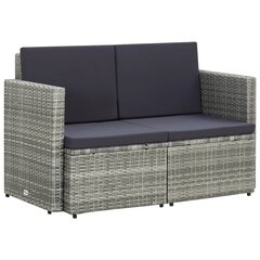 Dvivietė sodo sofa su pagalvėlėmis, pilka цена и информация | Садовые стулья, кресла, пуфы | pigu.lt