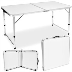 Nešiojamas stovyklavimo stalas, 60x120x69.5 cm, baltas kaina ir informacija | Turistiniai baldai | pigu.lt