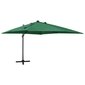 Gembinis skėtis su stulpu ir LED lemputėmis, 300 cm, žalias цена и информация | Skėčiai, markizės, stovai | pigu.lt