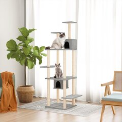 Draskyklė katėms su stovais iš sizalio, šviesiai pilka, 176cm kaina ir informacija | Draskyklės | pigu.lt