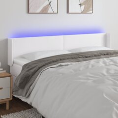 Galvūgalis su led, baltas, 163x16x78/88cm, dirbtinė oda цена и информация | Кровати | pigu.lt