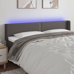 Galvūgalis su led, pilkas, 203x16x78/88cm kaina ir informacija | Lovos | pigu.lt