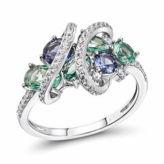 Серебряное кольцо с шпинелями и цирконами Brasco 59326 59326-18.5 цена и информация | Кольца | pigu.lt