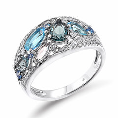 Серебряное кольцо с шпинелями и цирконами Brasco 59332 59332-19 цена и информация | Кольца | pigu.lt