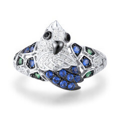 Серебряное кольцо с цирконами и эмалью Brasco 59353 59353-17.5 цена и информация | Кольца | pigu.lt