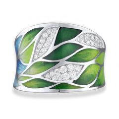 Серебряное кольцо с цирконами и эмалью Brasco 59369 59369-18.5 цена и информация | Кольца | pigu.lt