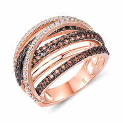 Paauksuotas sidabrinis žiedas moterims su cirkoniais Brasco 59403 kaina ir informacija | Žiedai | pigu.lt
