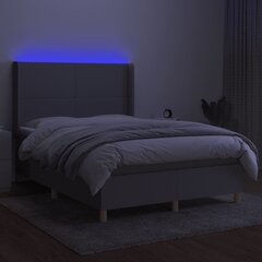 Lova su spyruoklėmis/čiužiniu/LED vidaXL, Audinys, 140x190cm, pilka kaina ir informacija | Lovos | pigu.lt